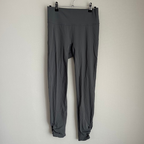 Lululemon Align Leggings High Rise Ruched Petal Hem Ankle Yoga Pants Gray Size 6 - Picture 1 of 10